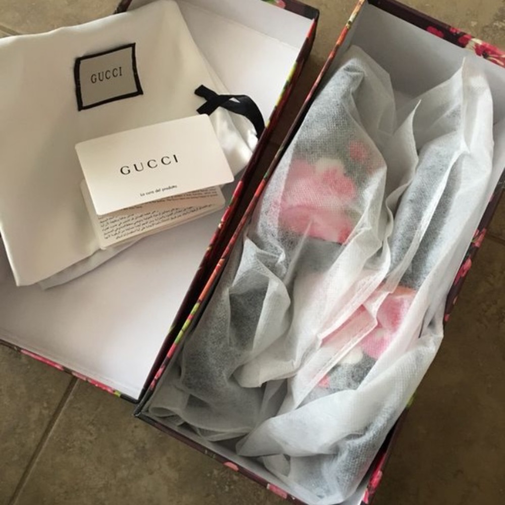 Floral Gucci flip flops